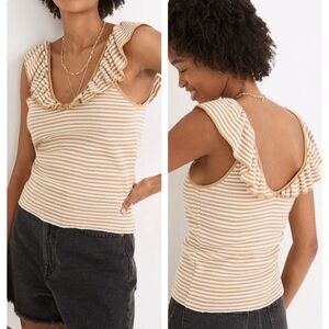 Madewell Bellhaven Striped Sweater Tank – Mustard & Cream – Size Small